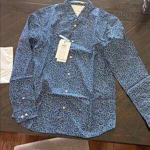 Elegant Blue Patterned Men's Shirt